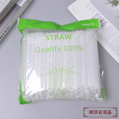 High Quality Single Independent Stretch Wrap Packaging Milk Tea Yogurt Milk Beverage Juice Disposable Straws