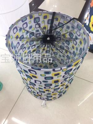 Storage Bucket Cotton Bucket Folding Mesh Bucket Spring Trash Can Toy Bucket Printing Fabric Sundries Container