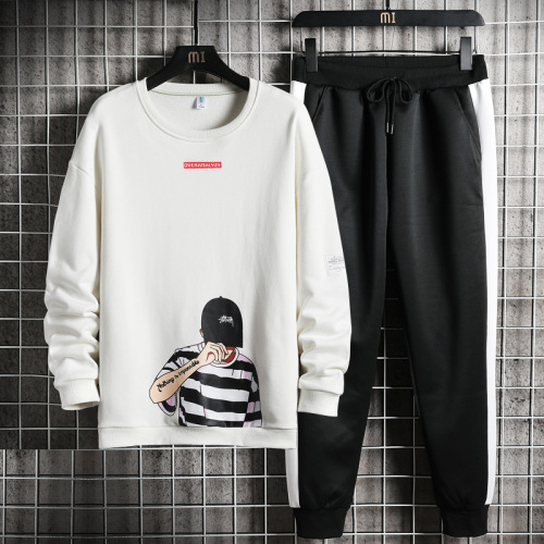 2020 fashion new autumn and winter casual round neck sweater two-piece ins trendy loose all-match sports suit