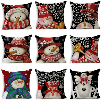 Amazon Custom Christmas Merry Christmas Snowman Linen Pillow Cover Office Cushion
