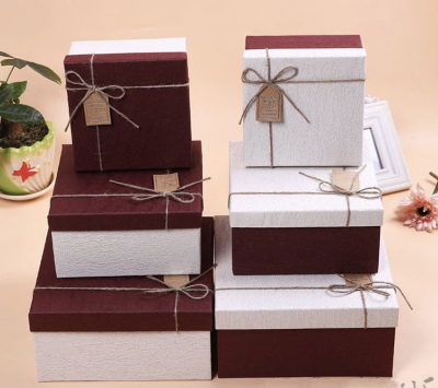 Creative Packaging Box Wholesale Gift Box Hemp Rope Bow Rectangular Paper Box