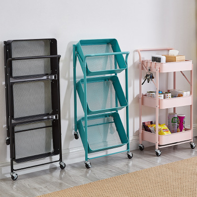 Installation-Free Household Baby and Infant Supplies Trolley Beauty Folding Racks Floor Children's Toy Storage Rack