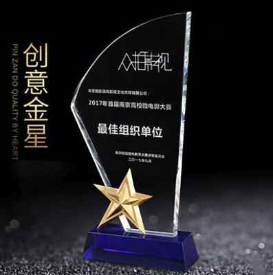 Crystal Trophy Customized Creative Medal Company Annual Meeting Metal Five-Pointed Star Pattern Pickling Licensing Authority