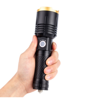 Cross-Border New Arrival P50 Strong Light Zoom Flashlight Power Display USB Charging Outdoor Lighting Power Torch