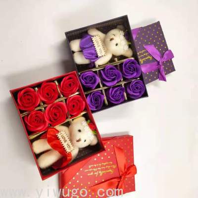 Factory Direct Sales Creative 6 Flowers 1 Bear Birthday Teacher's Day Mother's Day Christmas Gift Wedding Gift