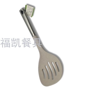 Eco Friendly Food Utensils With Long Stainless Steel Handle Heat Resistant Nylon Slotted Skimmer 