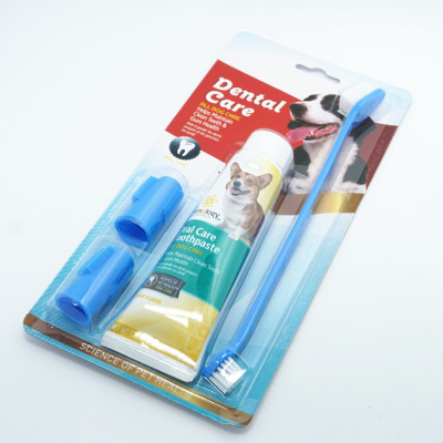 Pet Supplies Toothpaste Toothbrush 4-Piece Set Oral Wash Beef Flavor Dog Bad Breath Tartar Cleaning Supplies