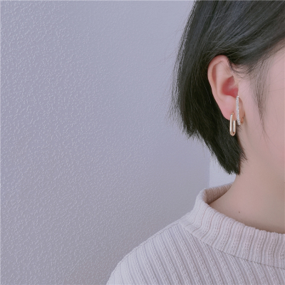E2247-G52 Korean Simple Cold Style 925 Silver Pin Earrings Women's Metal Stud Earrings Fashion Ear Jewelry