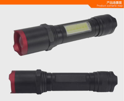 Cross-Border Supply USB Rechargeable Strong Light Long Shot Flashlight Red Light Warning Power Torch Flashlight Tube