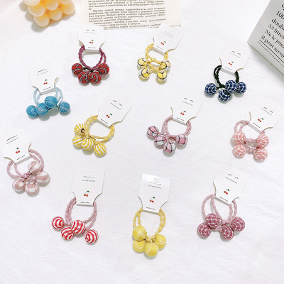 Korean Children's Hair Accessories Simple Cute Not Hurt Hair Button Cloth Hair Ring Baby Small Rubber Band Girl Head Rope Headdress