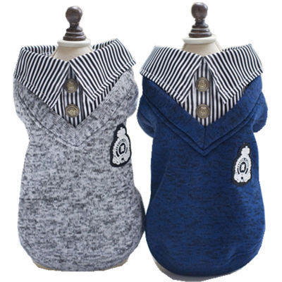 Pet Supplies Pet Cat Dog Clothes Autumn and Winter New Korean Style Lapel Two-Leg Sweater