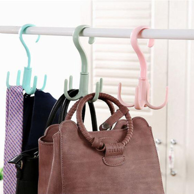 Hook Rotatable 4-Claw Multi-Purpose Clothes Rack Tie Silk Scarf Apron Coat and Cap Shoes Plastic Hanging Rack