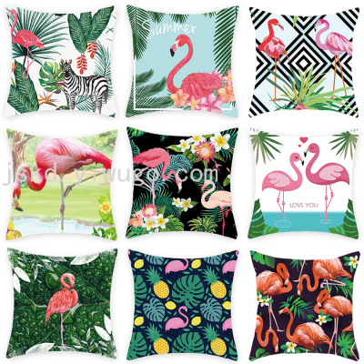 Flamingo Short Plush Digital Printed Pillowcase Sofa Office Cushion Bedside Backrest Back Seat Cushion