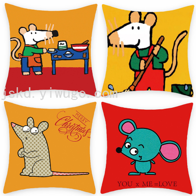 Cartoon Cartoon Mouse Digital Printed Pillowcase Sofa Living Room Pillows Bedroom Bedside Backrest Back Seat Cushion