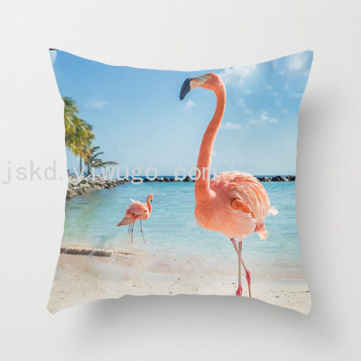 Flamingo Pattern Short Plush Digital Printed Pillowcase Sofa Living Room Pillows Car Back Factory Direct Sales