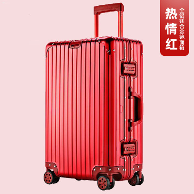 Alloy Mirror Case Travel Female Male Password Boarding Trolley Case Universal Wheel 20-Inch Metal Luggage HJK