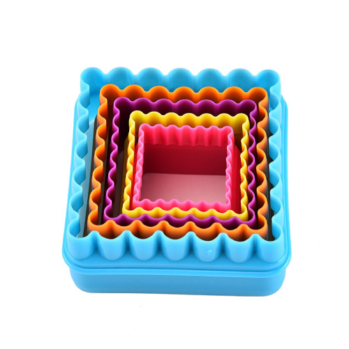 factory direct sales square biscuit mold suit cookie cutter 5-piece set color mold cake cutter mousse mold