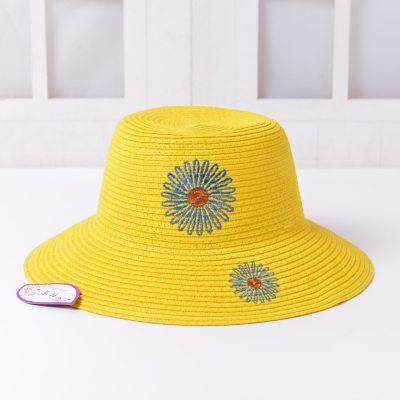 Sun hat embroidery little Daisy fisherman hat ms summer travel is fashionable joker multicolor folding straw hats