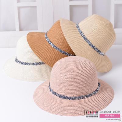 Retro French Hepburn Black Net Red Strawhat Sun Hat Sun Protection Seaside Beach Hat Female Summer Big Brim Sun Hat