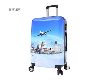 Multi-Color Drawing Pc Zipper Trolley Case, 20-Inch 70 Yuan, 24-Inch 80 Yuan