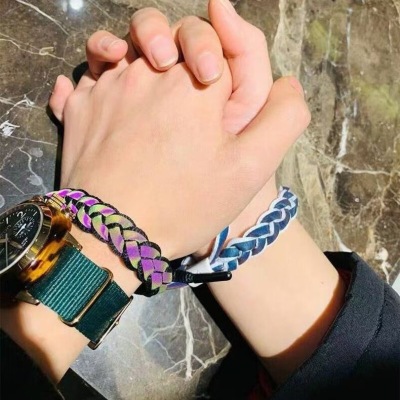 Holographic Reflective Woven Lion Bracelet Student Couple Bracelet Gift for Bestie Yiwu Wholesale of Small Articles