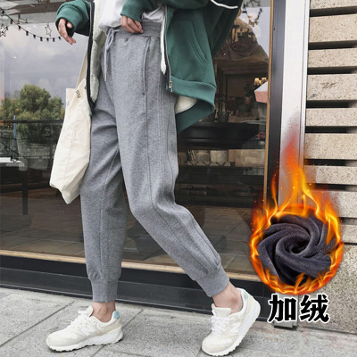 plus Size Women's Pants Autumn and Winter Fleece-Lined Thick Loose Harem Pants Fat Mm200 Jin Students Exercise Casual Pants Tide