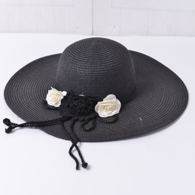 Summer Kids Floral Straw Hats Fedora Hat Children Visor Beach Sun Baby Girls Sunhat Wide Brim Floppy Panama For Girl