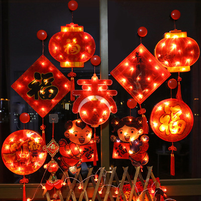 New Year Decoration Spring Festival Suction Lamp Lantern Festival Day Color Lamp Window Hanging Lamp Chinese Style Shop Scene Layout Lighting Chain