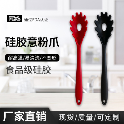 Factory in Stock Food Grade Silicone Powder Non-Stick Pan Cooking Tools Italy Pasta Spoon Spaghetti Claw Pasta Spoon