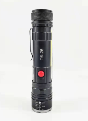 Cross-Border T6 Power Torch USB Rechargeable Flashlight Cob Side Light Tail Magnet Tool Light Factory Direct Sales