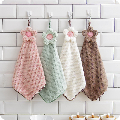 Factory Direct Sales SUNFLOWER Hanging Hand Towel Cute Cartoon Children Strong Absorbent Small Towel