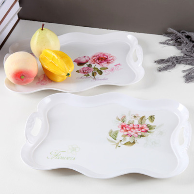 Melamine Tray Lace Tea Tray European-Style Non-Slip Multi-Functional Pattern Binaural Plastic Hollow Tray