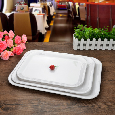 Rectangular Plastic Tray Melamine Dish Plastic Tea Tray Saucer Thick White Tray