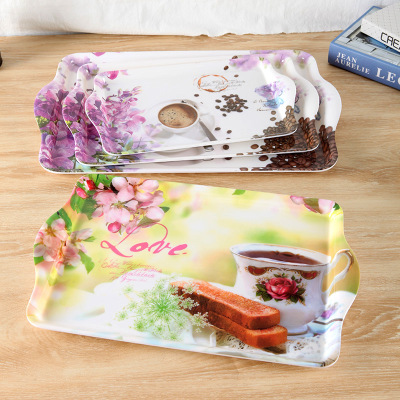 Melamine Plastic Tray Rectangular Binaural Tray Storage Tray Household Living Room and Kitchen European Fruit Tray