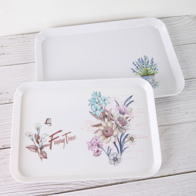 Melamine Nordic Style Storage Plate Rectangular Simple Plastic Household Porcelain-like Tray