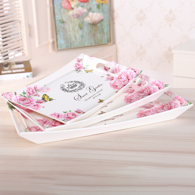 Rectangular Binaural Melamine Tray Melamine Fruit Dessert Tray Imitation Porcelain Hand Mop Tray