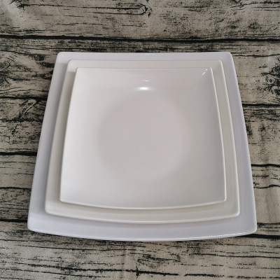 Plastic Imitation Porcelain Square Food Plate Drop-Resistant Minimalist Chinese Style Western Cuisine Plate