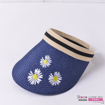 Pattern Decorative Personality Air Top Sun Protection Beach Vacation Internet Celebrity Hairpin with Top Hat Ladies Hollow Sunbonnet