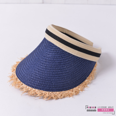 Topless Hat Straw Hat Women's Hollow Sunbonnet Multi-Color Summer Empty Top Sun Protection Beach Vacation Internet Celebrity Hairpin with Top Hat