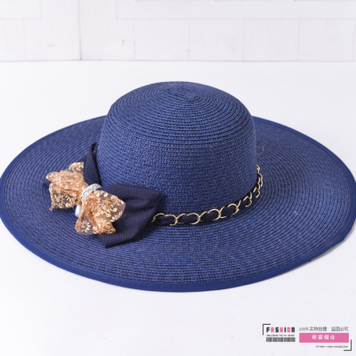 Fashion Flower Lace Straw Hat Women's Summer Korean Style All-Match Beach Hat Sun Protection Sun Hat Seaside Sun Hat