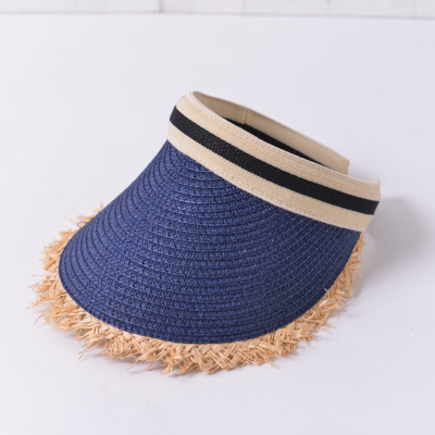 New Simple Summer Straw Sun Hat Women Pearl Backable Sun Visor Hat With Big Heads Wide Brim UV Protection Female Cap