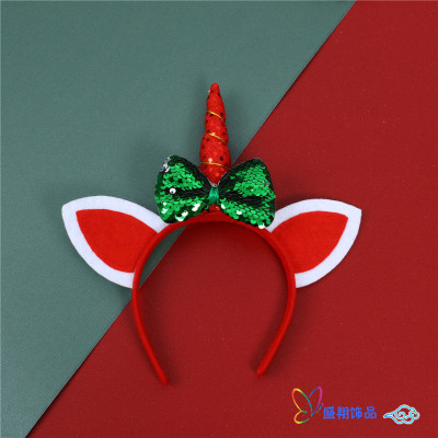 Christmas Headband Hairpin Children's Ornament Luminous Unicorn Hair Accessories