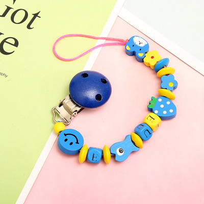 Baby Teether Pacifier Clip Baby Bibs Multi-Purpose Clothes Clip Fixed Wooden Toy Chain Factory Wholesale