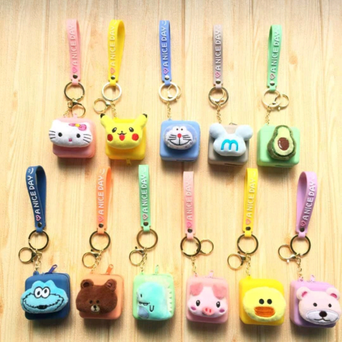 cartoon square coin purse silicone pvc pendant storage cute creative key chain pendant small gift key