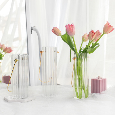 Modern Minimalist Nordic Living Room Flower Arrangement Glass Vase Decoration Flowers Dried Flower Decoration Decorative Flower Vase Ins Light Luxury