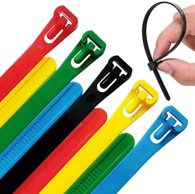Releasable Colored Cable Ties, Heavy Duty 120 Lbs about 54kg Strength Reusable Multi-Purpose Zipper Cable Ties