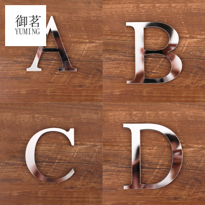 Acrylic 3D Stereo Mirror Sticker DIY English Digital Stickers Creative Home Decoration 26 English Letters
