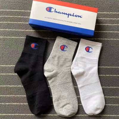 Athletic Socks Champion Gift Box Simple Solid Color Four Seasons Sweat-Absorbent Breathable Men and Women Athletic Socks Mid-Calf and Low Length Couple Casual Socks