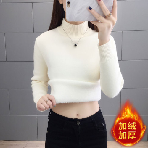 fluff single-layer fleece-lined women‘s sweater 2020 new fleece-lined thickened bottoming shirt women‘s autumn and winter wild outer wear western style