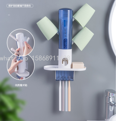 2021 New Creative Automatic Toothpaste Dispenser Wash Multi-Functional Toothbrush Rack Punch-Free Gift